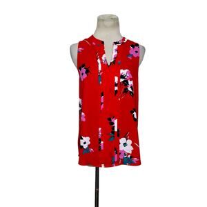 41 Hawthorn red floral sleeveless blouse size Small